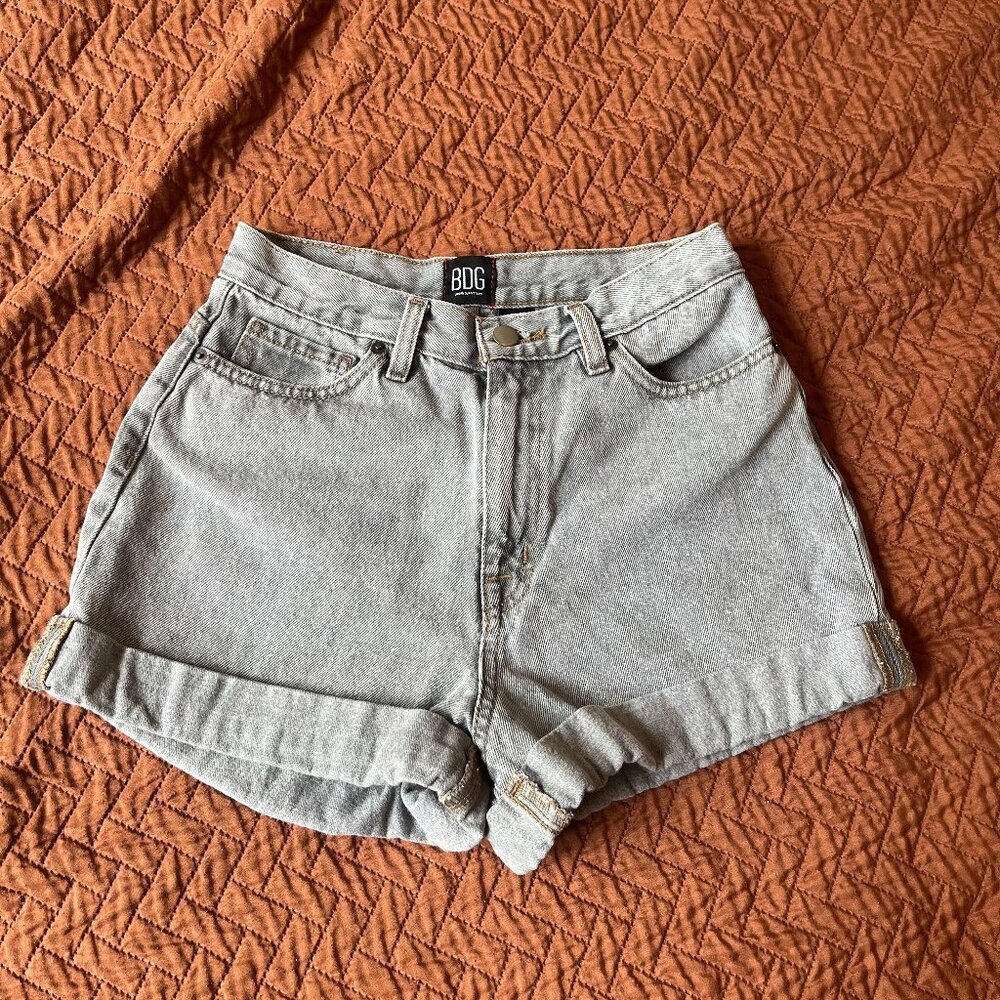 BDG by Urban Outfitters Mom High Rise Light Grey Denim Shorts